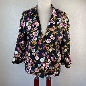 Abound Single Button Quarter Sleeve Floral Dress Jacket Size XS EUC
